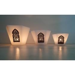 White Hexagon Shaped Tea Light Candle Holder Set