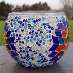 Coloured Glass Candle Holder - Hand-Crafted in Turkey