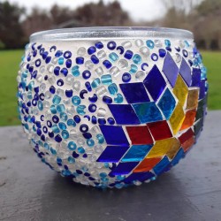 Coloured Glass Candle Holder - Hand-Crafted in Turkey