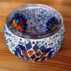 Coloured Glass Candle Holder - Hand-Crafted in Turkey