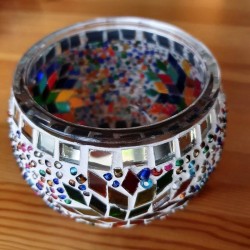 Coloured Glass Candle Holder - Hand-Crafted in Turkey