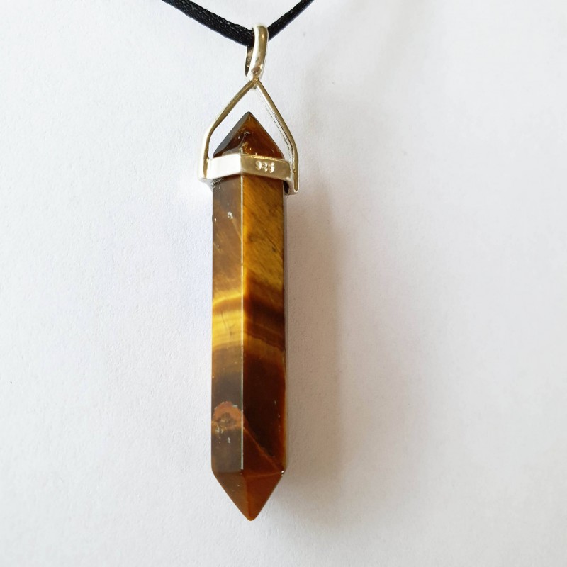 Tiger's Eye Double Terminated Pendant in Sterling Silver - inari.co.nz