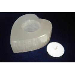 Selenite Heart Candle Holder