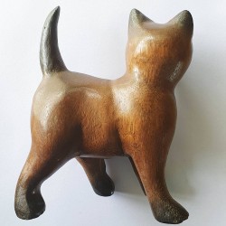 Cat Power Animal Statue - Hand carved wood