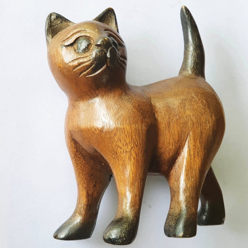 Cat Power Animal Statue - Hand carved wood Cat Power Animal Statue - Hand carved wood