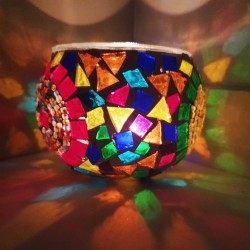 Coloured Glass Candle Holder - Hand-Crafted in Turkey