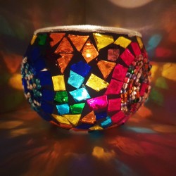 Coloured Glass Candle Holder - Hand-Crafted in Turkey