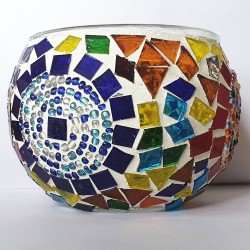Coloured Glass Candle Holder - Hand-Crafted in Turkey