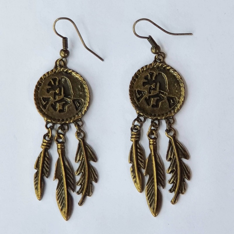 Dream Catcher Earrings - Brass Coloured Dream Catcher Earrings - Brass Coloured