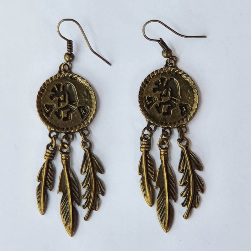 Dream Catcher Earrings - Brass Coloured