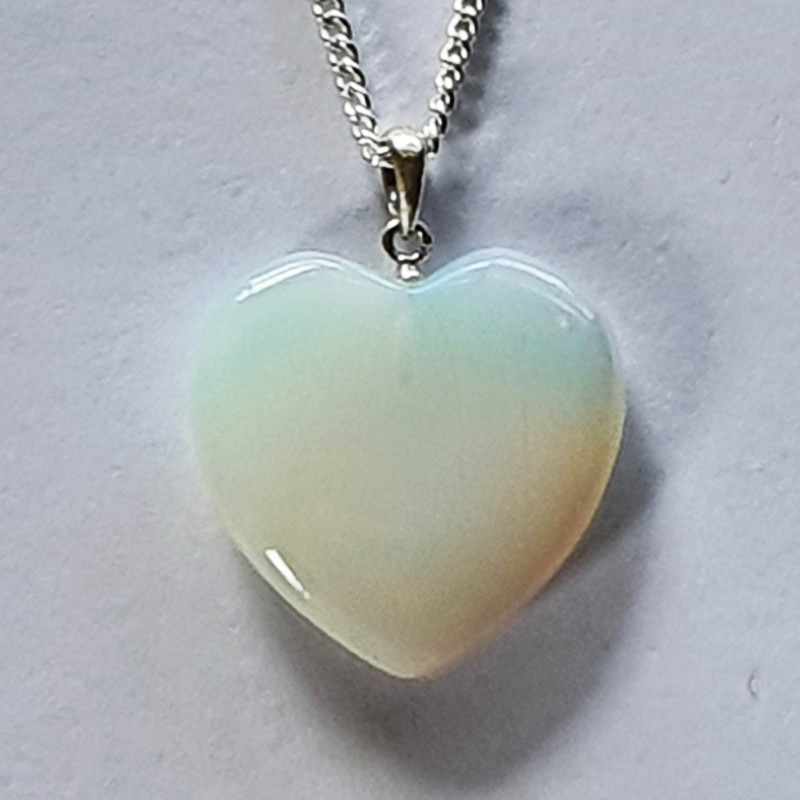 Opalite Heart Pendant - inari.co.nz