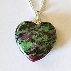 Ruby Zoisite Heart Pendant - Sterling Silver - inari.co.nz