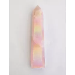 Rainbow Aura Rose Quartz Obelisk - 19 cm