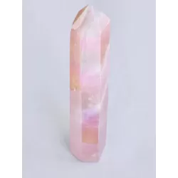 Rainbow Aura Rose Quartz Obelisk - 19 cm