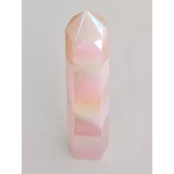 Rainbow Aura Rose Quartz Obelisk - 19 cm