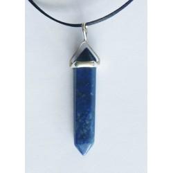 Blue Agate Double Terminated Silver Metal Pendant.