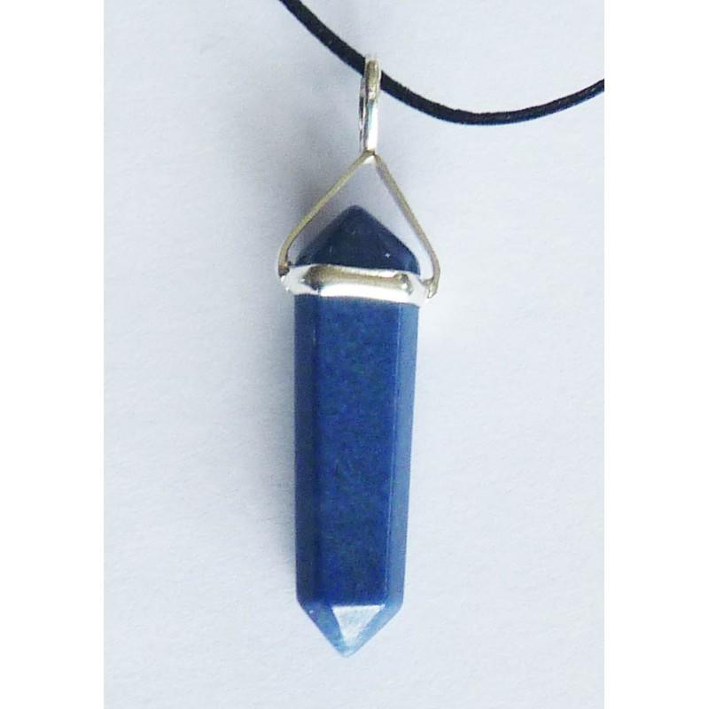 Lapis Lazuli Double Terminated Silver Metal Pendant.