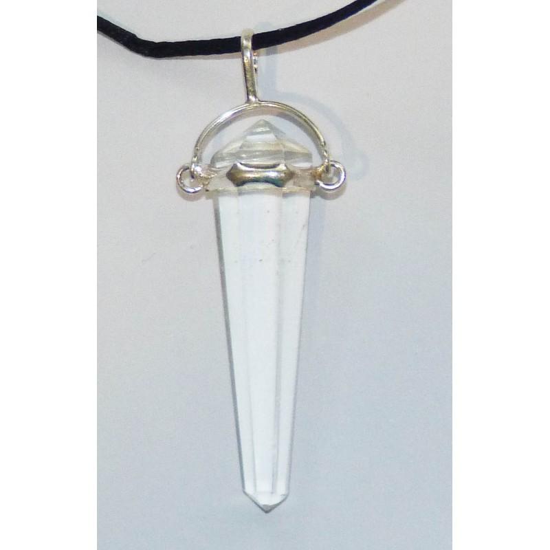 Clear Quartz Double Terminated Silver Metal Pendant Clear Quartz Double Terminated Silver Metal Pendant