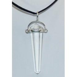 Clear Quartz Double Terminated Silver Metal Pendant