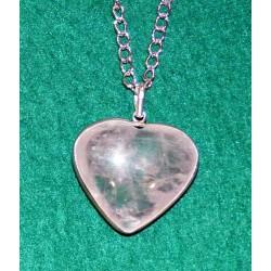 Rose Quartz Heart - Sterling Silver Pendant