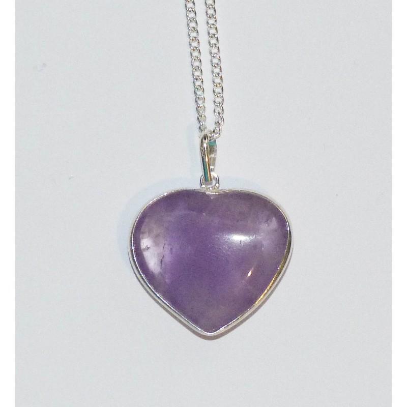 Amethyst Heart - Sterling Silver Pendant