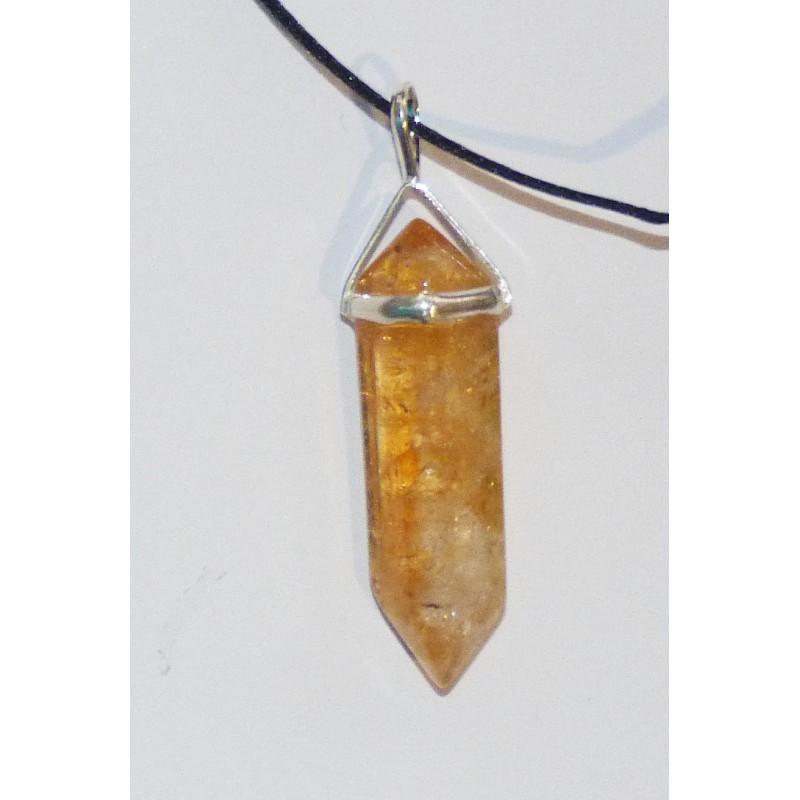 Citrine Double Terminated Silver Metal Pendant