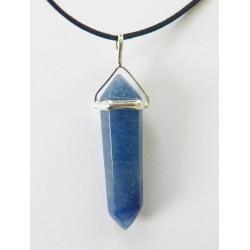 Blue AgateDouble Terminated Silver Metal Pendant