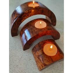 Wooden Three Layered Tea Light Candle Set