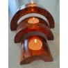 Wooden Three Layered Tea Light Candle Set