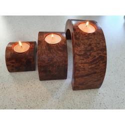 Wooden Three Layered Tea Light Candle Set