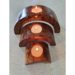 Wooden Three Layered Tea Light Candle Set