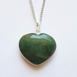 Aventurine Heart - Sterling Silver Pendant