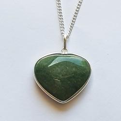 Aventurine Heart - Sterling Silver Pendant