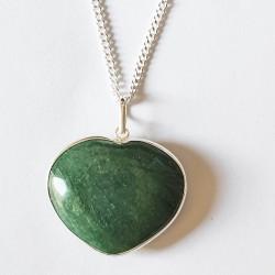 Aventurine Heart - Sterling Silver Pendant